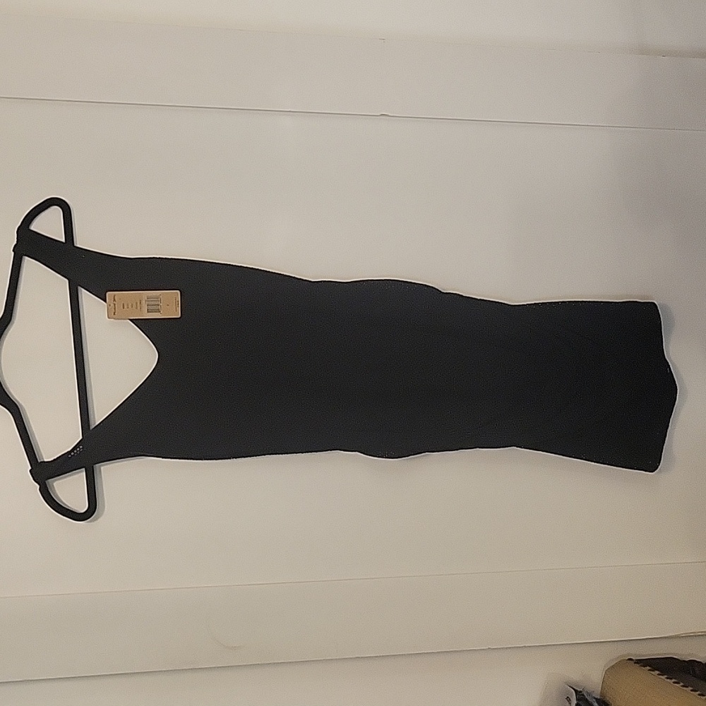NWT Michael Stars Black Mesh Sleeveless V Neck Dress